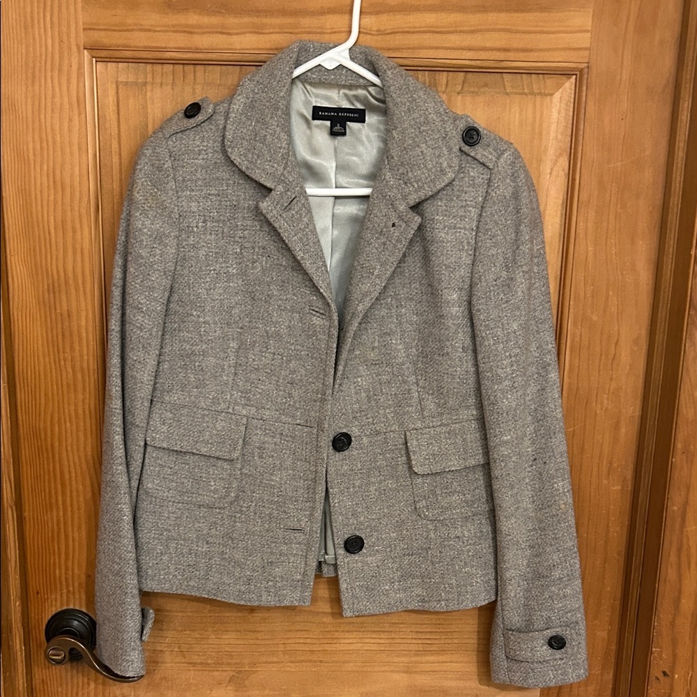 Banana Republic Light Gray Tailored Wool-Blend Blazer